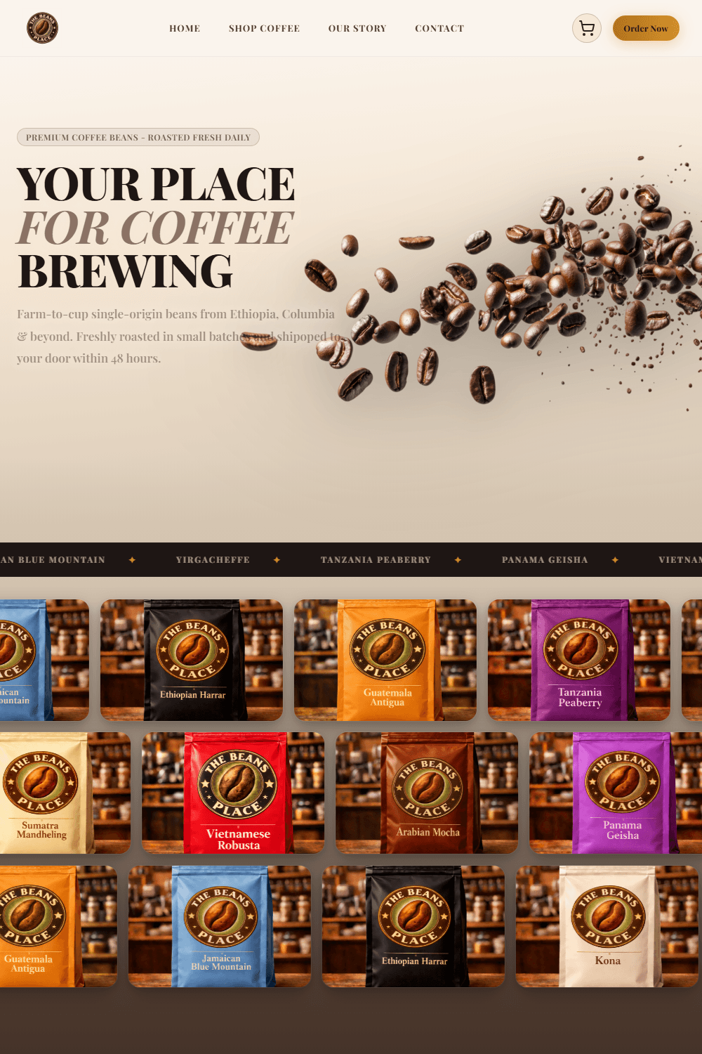The Bean's Place responsive website