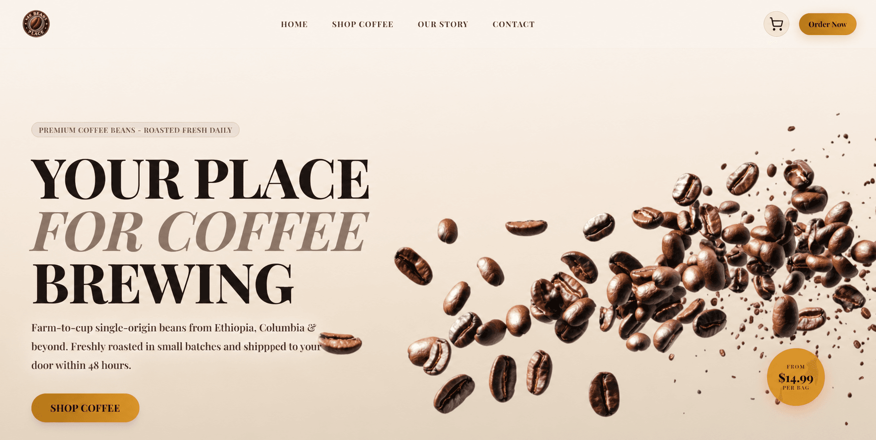 The Bean's Place responsive website