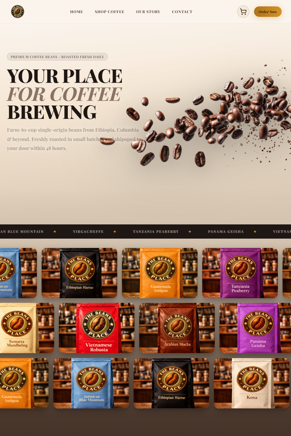 The Bean's Place responsive website
